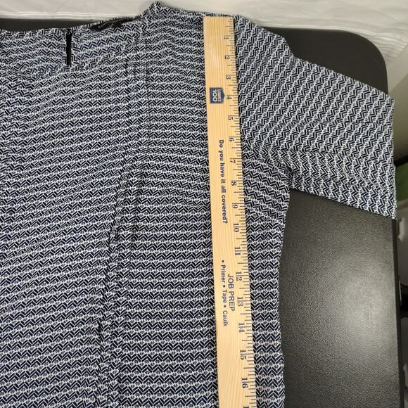 Banana Republic Factory Peplum Bell Sleeve Blouse Blue and White Chevron Medium‎ - Picture 12 of 15